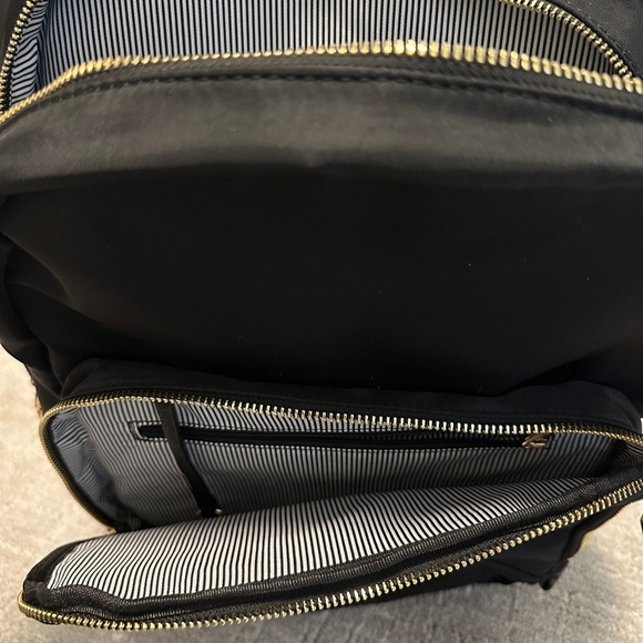 Black Minimalist Backpack with Gold Accents - Picture 10 of 12